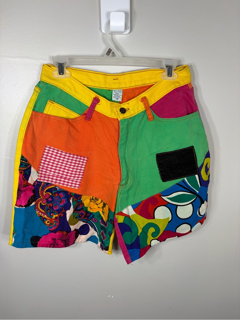 Vintage Judy Kevin Handmade‎ Patchwork Colorblock Shorts USA Women’s Size 19